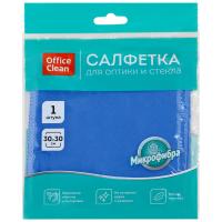 Салфетка для оптики и стекла OfficeClean Стандарт микрофибра, 30 30см, синяя